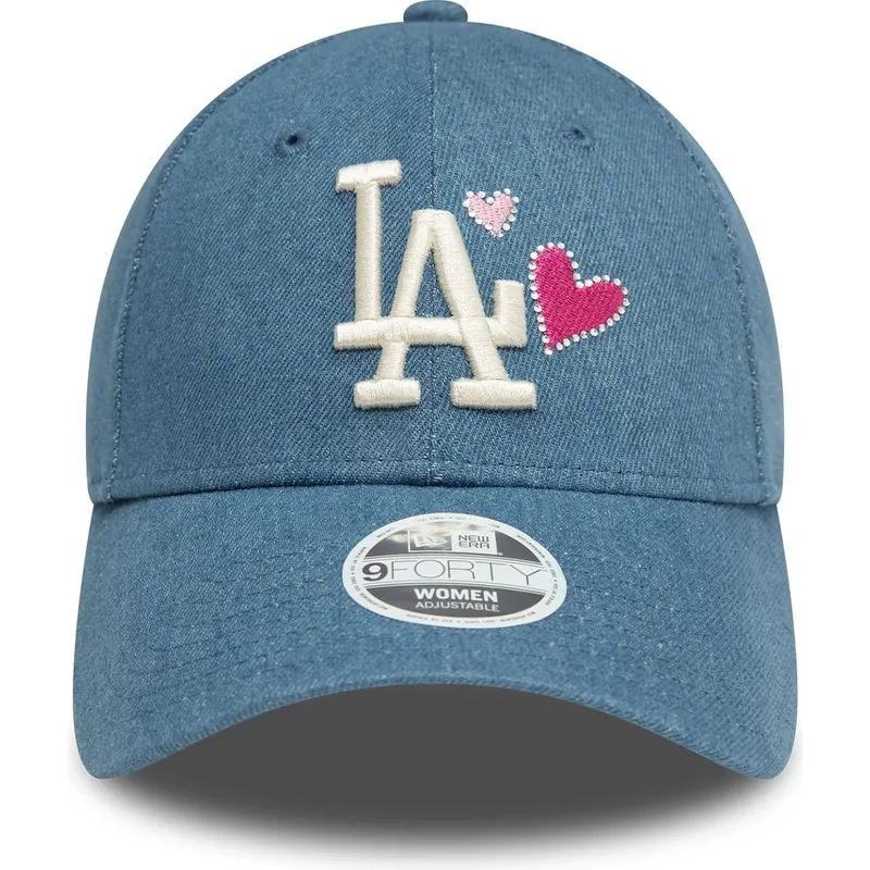 bla-justerbar-kurvad-keps-for-dam-9forty-denim-icon-heart-fran-los-angeles-dodgers-mlb-av-new-era