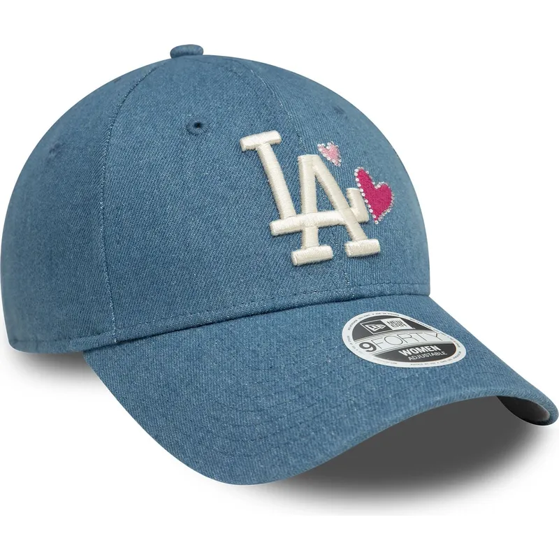 bla-justerbar-kurvad-keps-for-dam-9forty-denim-icon-heart-fran-los-angeles-dodgers-mlb-av-new-era