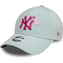 ljusbla-justerbar-kurvad-keps-for-dam-med-rosa-logotyp-9forty-denim-icon-heart-fran-new-york-yankees-mlb-av-new-era