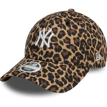 Justerbar leopardmönstrad 9FORTY-keps för kvinnor från New York Yankees MLB av New Era