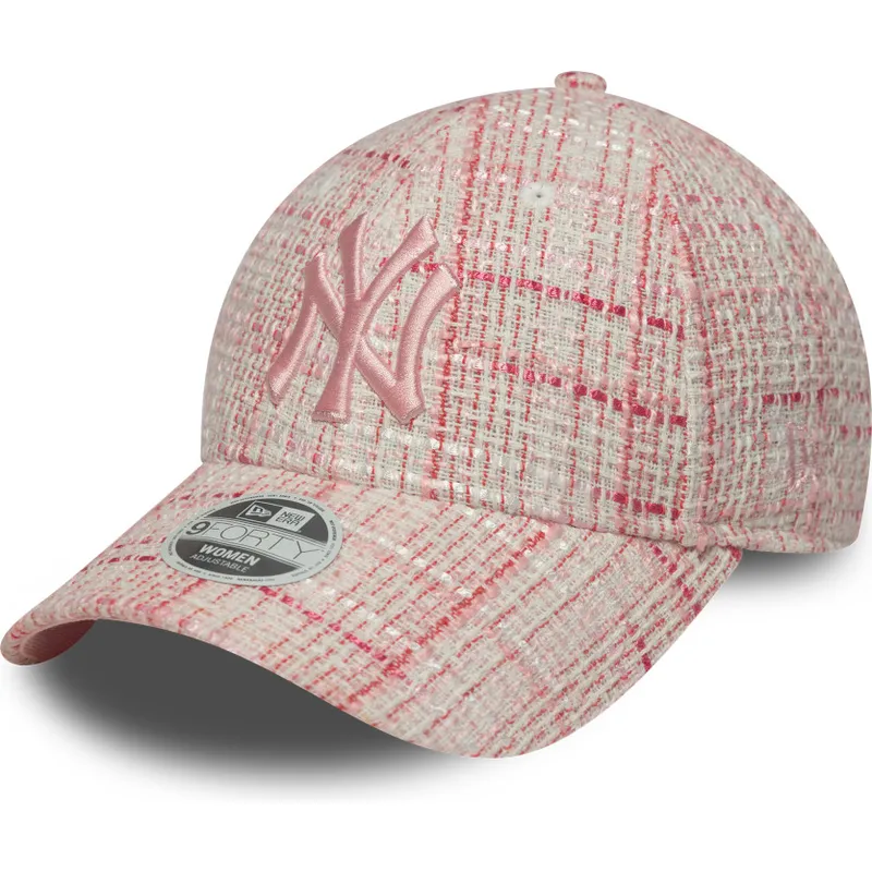 justerbar-rosa-bojd-keps-for-dam-med-rosa-logotyp-9forty-tweed-fran-new-york-yankees-mlb-av-new-era
