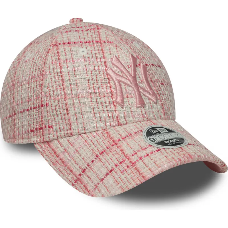 justerbar-rosa-bojd-keps-for-dam-med-rosa-logotyp-9forty-tweed-fran-new-york-yankees-mlb-av-new-era