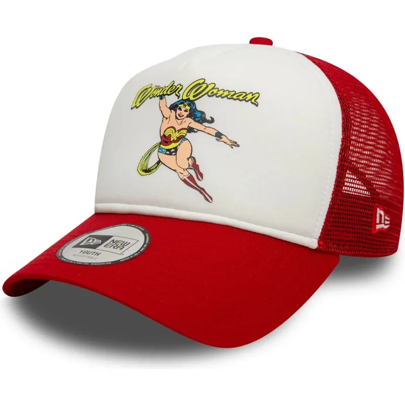 vit-och-rod-trucker-keps-for-barn-9forty-a-frame-wonder-woman-dc-comics-fran-new-era