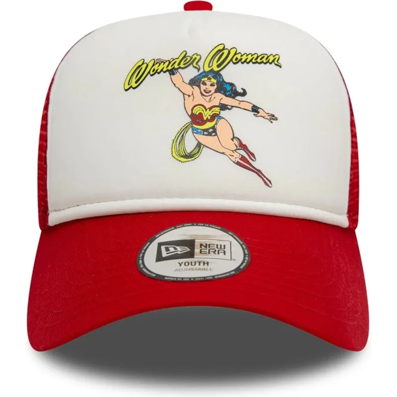 vit-och-rod-trucker-keps-for-barn-9forty-a-frame-wonder-woman-dc-comics-fran-new-era