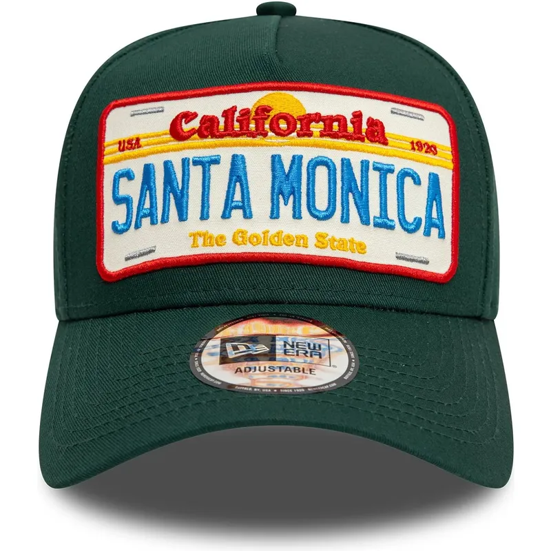 gron-kurvad-keps-snapback-9forty-a-frame-license-plate-fran-santa-monica-stader-och-strander-fran-new-era