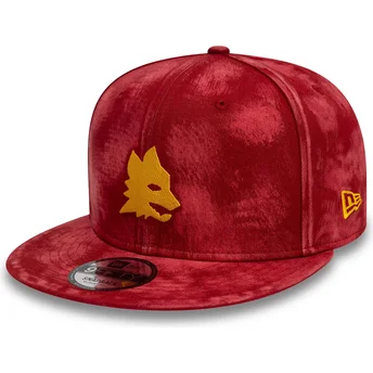 Röd platt snapback-keps 9FIFTY Tie Dye från Associazione Sportiva Roma Serie A av New Era