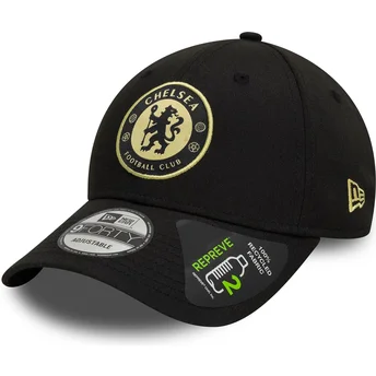 Justerbar svart böjd keps 9FORTY Seasonal Pop REPREVE från Chelsea Football Club Premier League av New Era