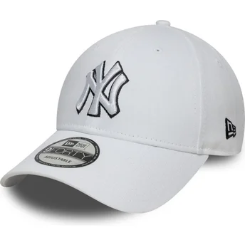 Justerbar vit kurvad keps 9FORTY Outline från New York Yankees MLB av New Era