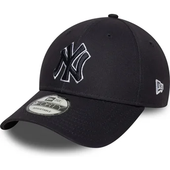 Marinblå böjd keps justerbar med marinblått logo 9FORTY Outline från New York Yankees MLB av New Era
