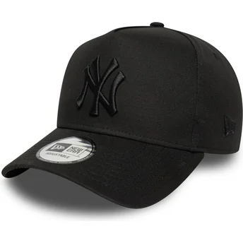 New York Yankees MLB New Era svart böjd snapback-keps med svart E Frame League Essential-logga