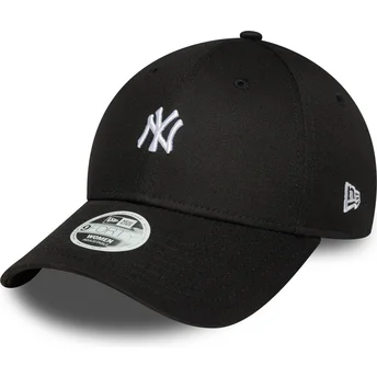 Justerbar svart böjd keps för kvinnor 9FORTY Mini Logo från New York Yankees MLB av New Era