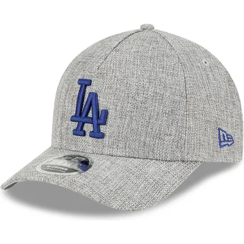 Grå böjd snapback-keps med blått 9FORTY M-Crown A Frame bomullsväv-logotyp från Los Angeles Dodgers MLB från New Era