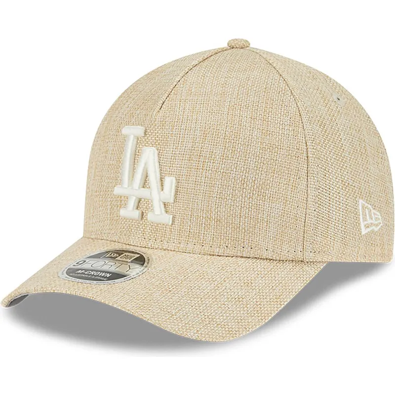 beige-bojd-keps-snapback-9forty-m-crown-a-frame-cotton-weave-fran-los-angeles-dodgers-mlb-av-new-era
