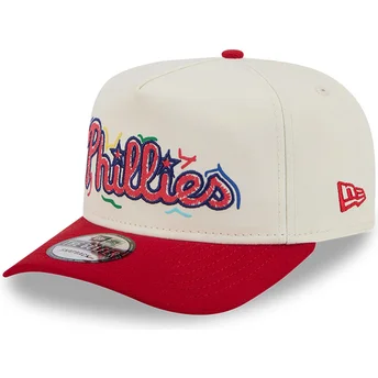 Vit och röd böjd snapback-keps Golfer Team Scribble från Philadelphia Phillies MLB av New Era