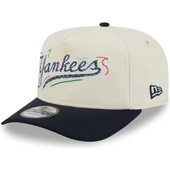 Vit och svart snapback golflagkeps med skribentdesign för New York Yankees MLB från New Era