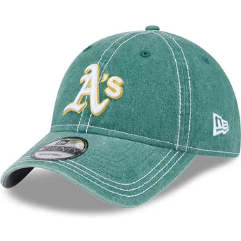 Justerbar grön kurvad 9TWENTY Washed Contrast-keps från Oakland Athletics MLB av New Era