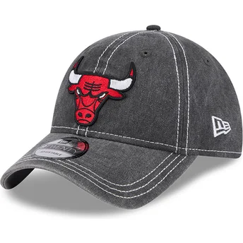 Justerbar grå kurvad keps 9TWENTY Washed Contrast från Chicago Bulls NBA av New Era