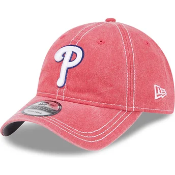 Justerbar rosa kurvad 9TWENTY Washed Contrast-keps från Philadelphia Phillies MLB av New Era