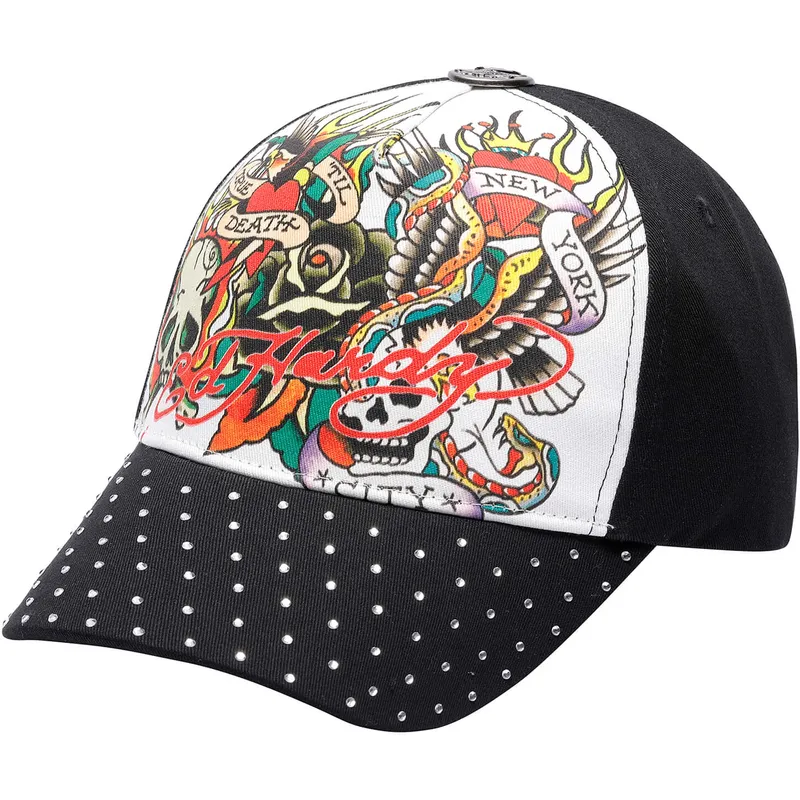 vit-och-svart-justerbar-kurvad-keps-true-til-death-fran-ed-hardy