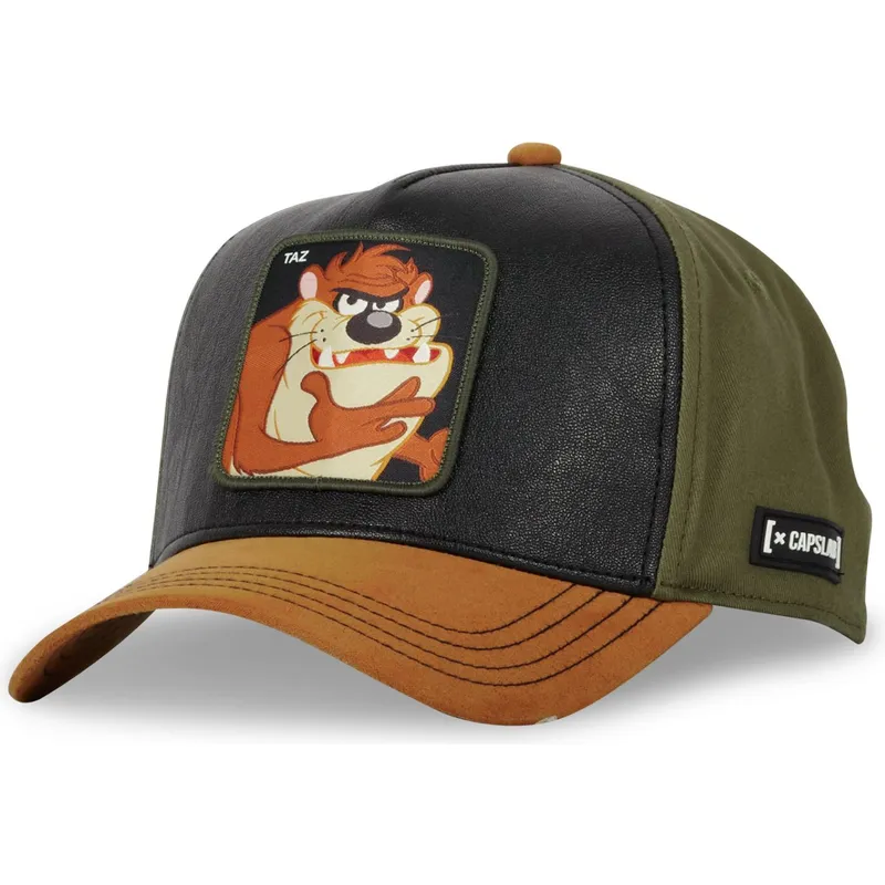 svart-gron-och-brun-bojd-keps-snapback-tasmanska-djavulen-loo10-taz-looney-tunes-fran-capslab