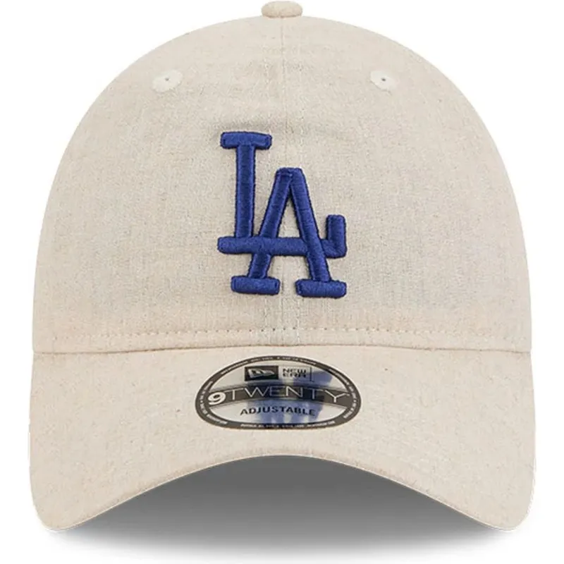 bojd-beige-justerbar-keps-med-bla-logotyp-9twenty-linen-spring-training-fan-pack-2025-fran-los-angeles-dodgers-mlb-av-new-era