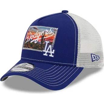 Blå och vit truckerkeps 9FORTY A Frame Patch Spring Training Fan Pack 2025 från Los Angeles Dodgers MLB av New Era