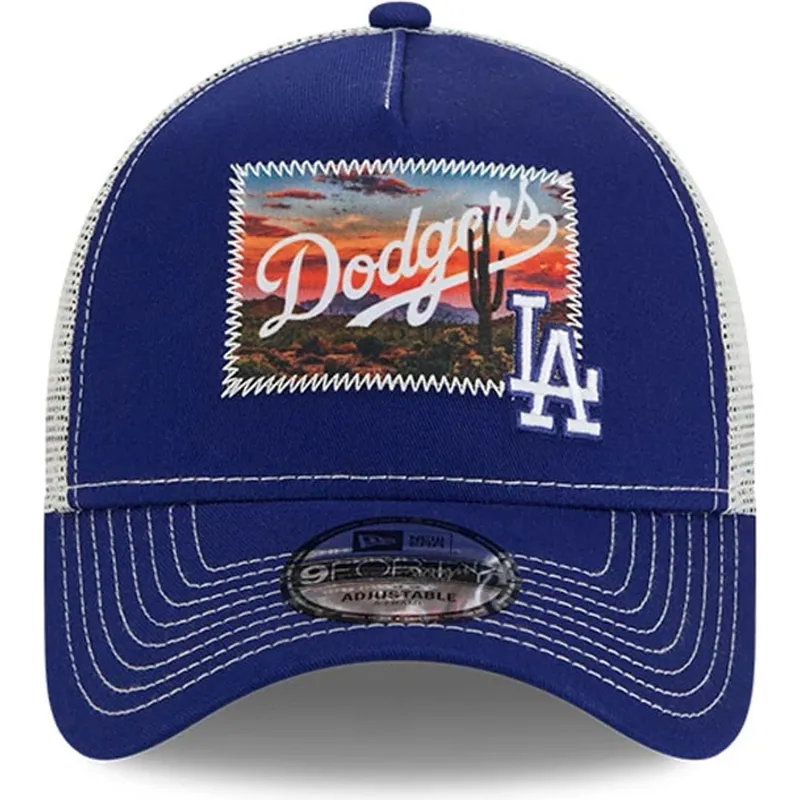 bla-och-vit-trucker-keps-9forty-a-frame-patch-spring-training-fan-pack-2025-fran-los-angeles-dodgers-mlb-av-new-era