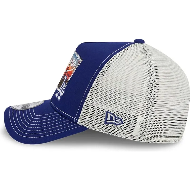 bla-och-vit-trucker-keps-9forty-a-frame-patch-spring-training-fan-pack-2025-fran-los-angeles-dodgers-mlb-av-new-era