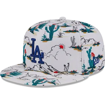 Vit platt snapback-keps 9FIFTY Print Spring Training Fan Pack 2025 från Los Angeles Dodgers MLB av New Era