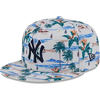 Vit platt snapback-keps 9FIFTY Print Spring Training Fan Pack 2025 från New York Yankees MLB av New Era