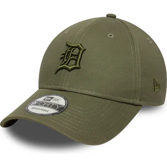 Justerbar grön böjd keps med grön logotyp 9FORTY Colour Pack från Detroit Tigers MLB av New Era