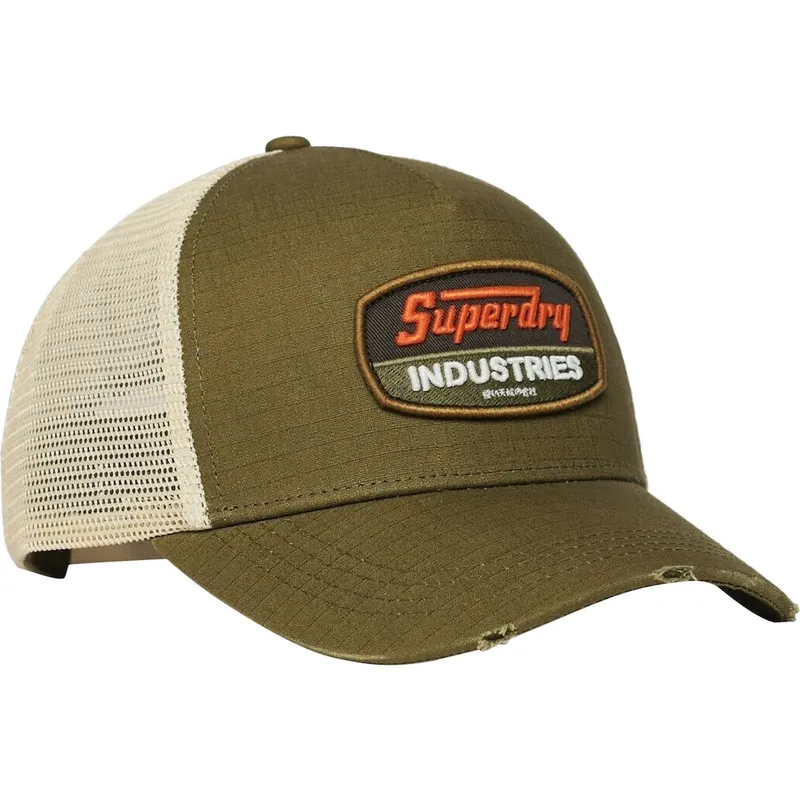 superdry-dirt-road-dark-khaki-gron-truckerkeps