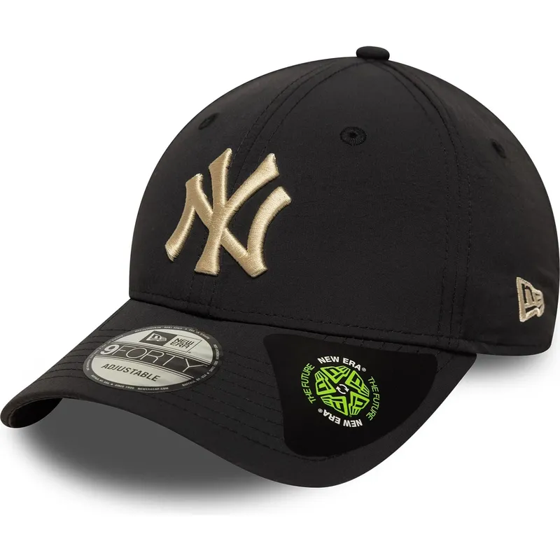 justerbar-svart-bojd-keps-med-beige-logotyp-9forty-recycled-new-york-yankees-mlb-fran-new-era