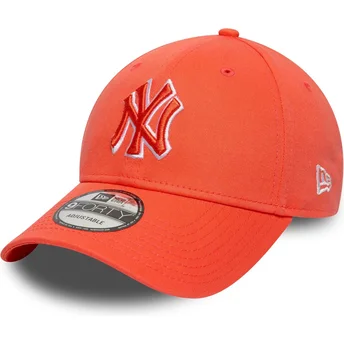 New Era New York Yankees MLB 9FORTY Team Outline orange justerbar böjd keps med orange logotyp