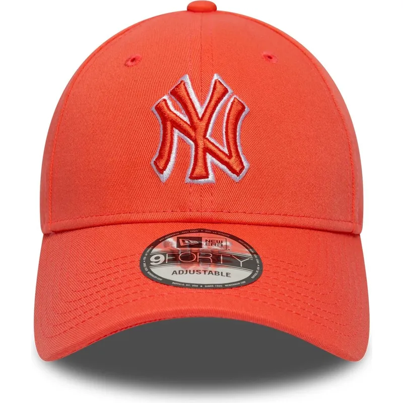 bojd-orange-justerbar-keps-med-orange-logotyp-9forty-team-outline-fran-new-york-yankees-mlb-av-new-era