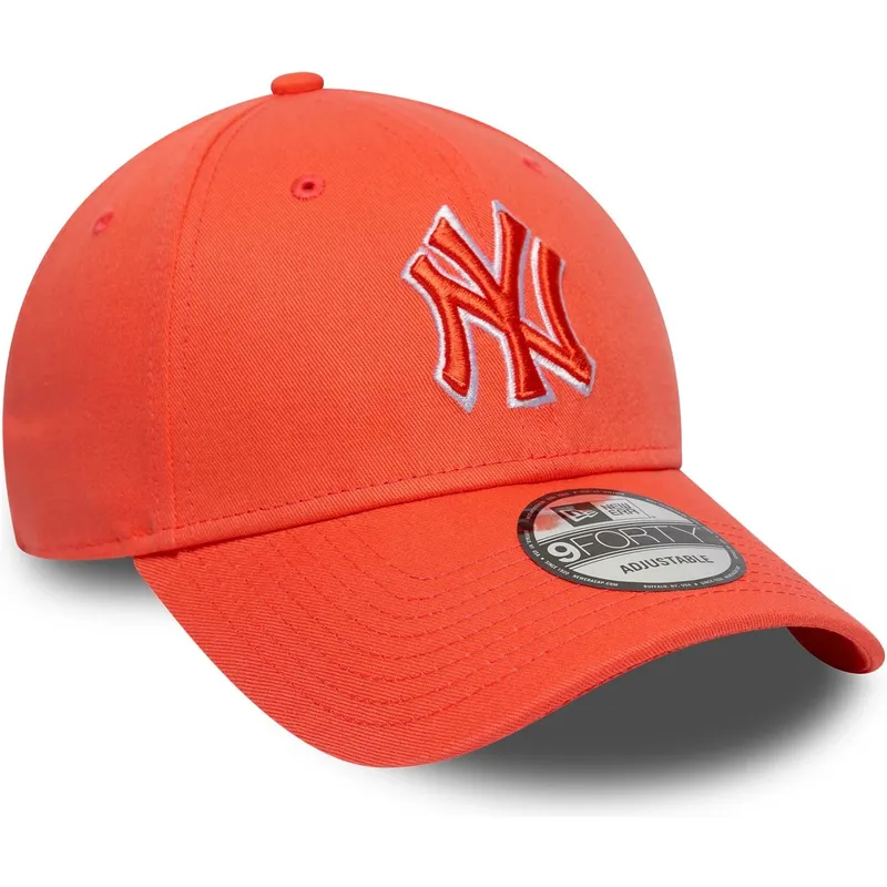 bojd-orange-justerbar-keps-med-orange-logotyp-9forty-team-outline-fran-new-york-yankees-mlb-av-new-era