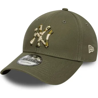 New York Yankees MLB New Era 9FORTY Seasonal Infill justerbar grön böjd keps