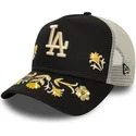 svart-trucker-keps-a-frame-floral-icon-fran-los-angeles-dodgers-mlb-av-new-era