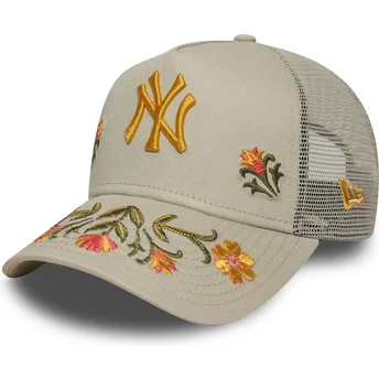 Beige A Frame Floral Icon New York Yankees MLB Truckerkeps från New Era