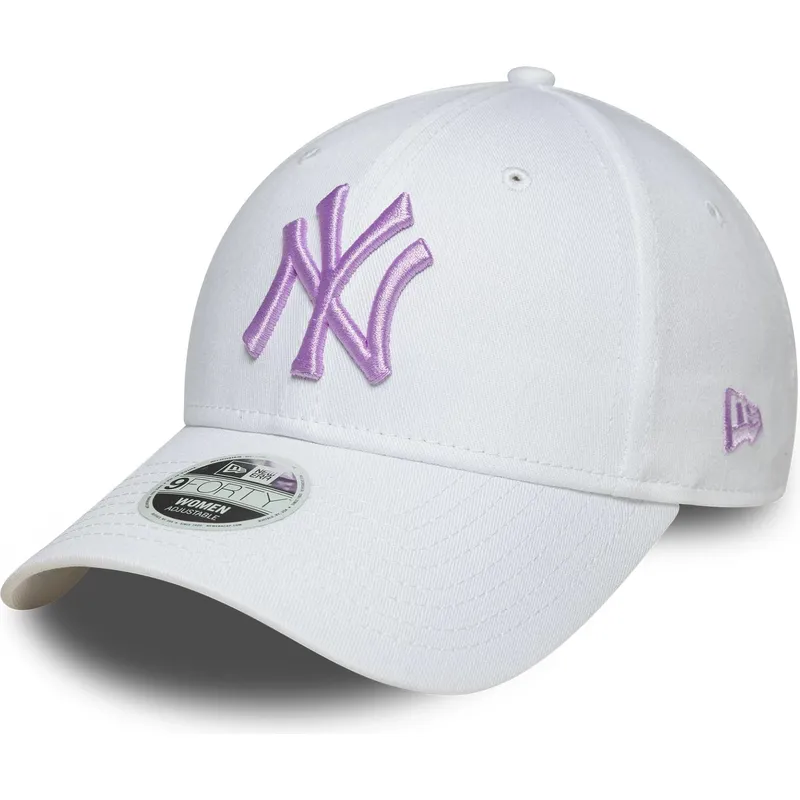 vit-justerbar-kurvad-keps-for-dam-med-lila-logotyp-9forty-league-essential-fran-new-york-yankees-mlb-av-new-era