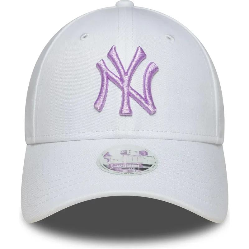 vit-justerbar-kurvad-keps-for-dam-med-lila-logotyp-9forty-league-essential-fran-new-york-yankees-mlb-av-new-era