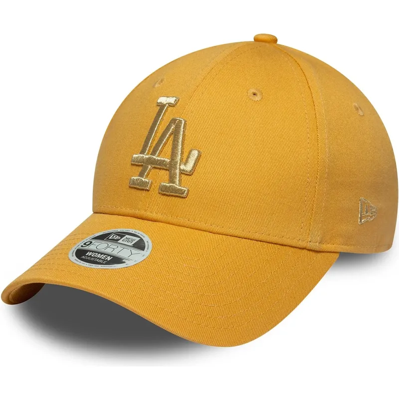 gul-bojd-justerbar-keps-for-dam-9forty-metallic-logo-fran-los-angeles-dodgers-mlb-av-new-era