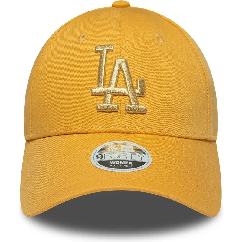 gul-bojd-justerbar-keps-for-dam-9forty-metallic-logo-fran-los-angeles-dodgers-mlb-av-new-era