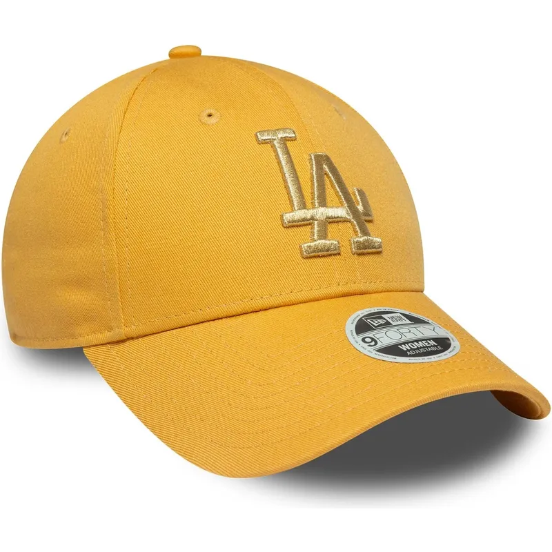 gul-bojd-justerbar-keps-for-dam-9forty-metallic-logo-fran-los-angeles-dodgers-mlb-av-new-era