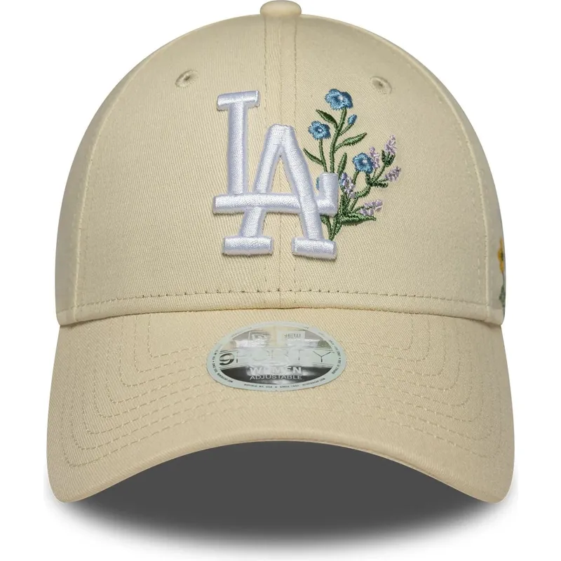 beige-justerbar-kurvad-keps-for-dam-9forty-floral-icon-fran-los-angeles-dodgers-mlb-av-new-era