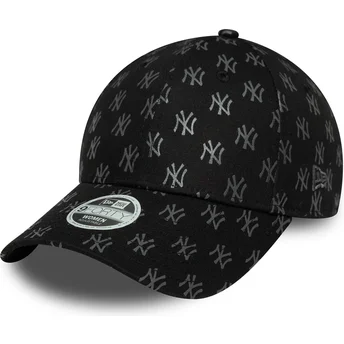 New Era New York Yankees MLB 9FORTY Monogram justerbar svart böjd damkeps