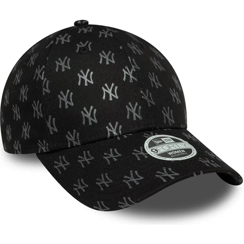 svart-justerbar-kurvad-keps-for-dam-9forty-monogram-fran-new-york-yankees-mlb-av-new-era