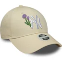 justerbar-beige-bojd-keps-for-kvinnor-9forty-beaded-new-york-yankees-mlb-fran-new-era