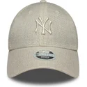 beige-justerbar-kurvad-keps-for-dam-9forty-woven-new-york-yankees-mlb-fran-new-era