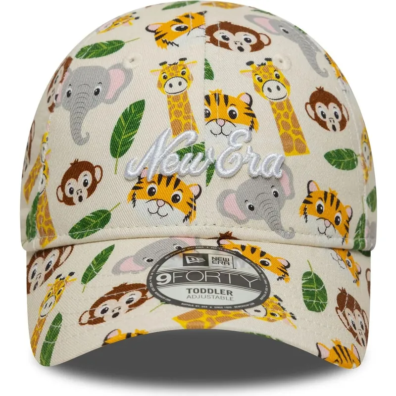 bojd-beige-justerbar-keps-for-barn-9forty-all-over-print-safari-fran-new-era
